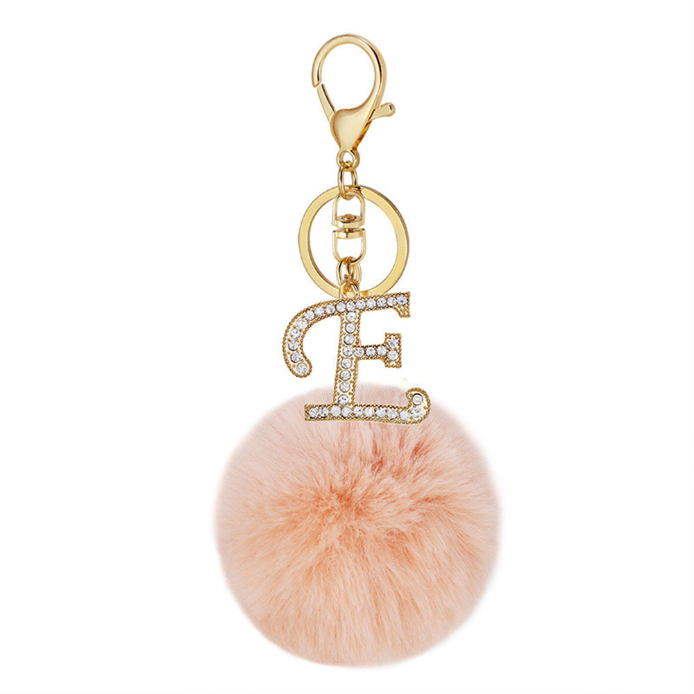 Wholesale Zinc Alloy 26 English Alphabet Hair Ball Keychain